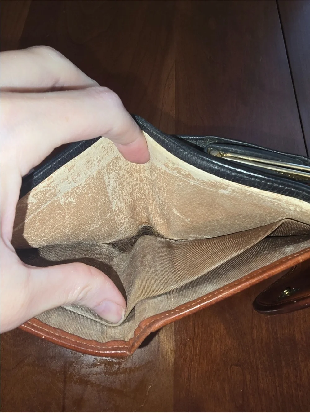 Dooney & Bourke Black and Brown Leather Bi-Fold Wallet vintage.